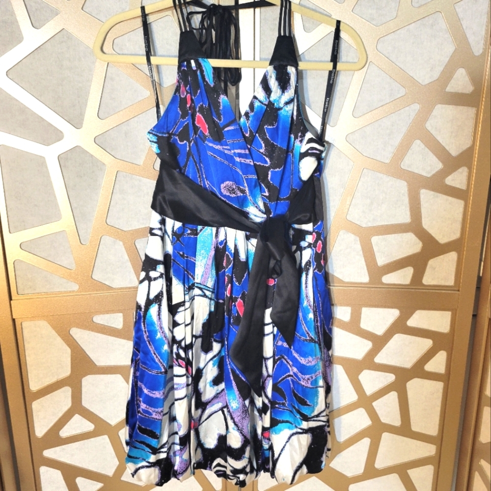 NWT BEBE Y2K Silk Print Bubble Dress